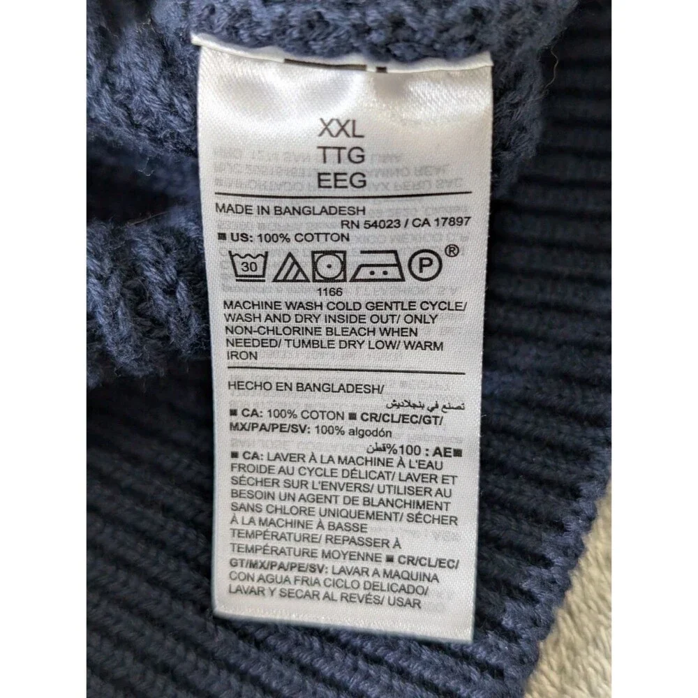 Old Navy Fisherman Sweater Mens XXL Blue Crew Neck Knit Preppy Cotton